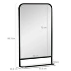 Sleek Square Wall Mirror w/ Shelf, 86x53 cm - Modern Mirrors for Living Room, Bedroom