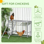 Chicken Activity Play Chicken Coop with Swing Set for 3-4 Birds, Grey