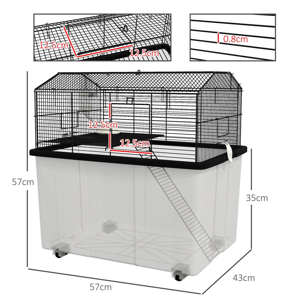 2-Tier Hamster Cage w/ Food Dish & Ramp - Spacious & Stylish Home for Your Small Pets