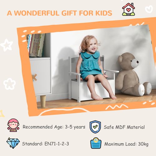 2 in 1 Toy Box for Kids with Safety Lid for Bedroom, Nursery