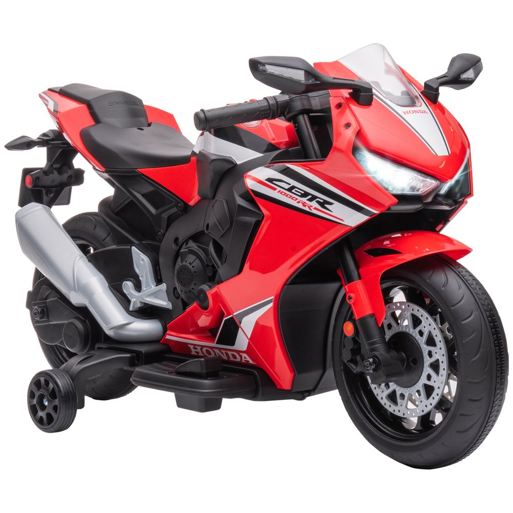Honda Licensed 6V Kids Electric Motorbike Ride On Motorcycle Vehicle w/Headlights, Music, Training Wheels, for Ages 3-5 Years Red 3-5 Years Red