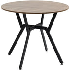 Vintage Industrial Round Dining Table - Wood Top, Steel Legs - Seats 2 - Brown
