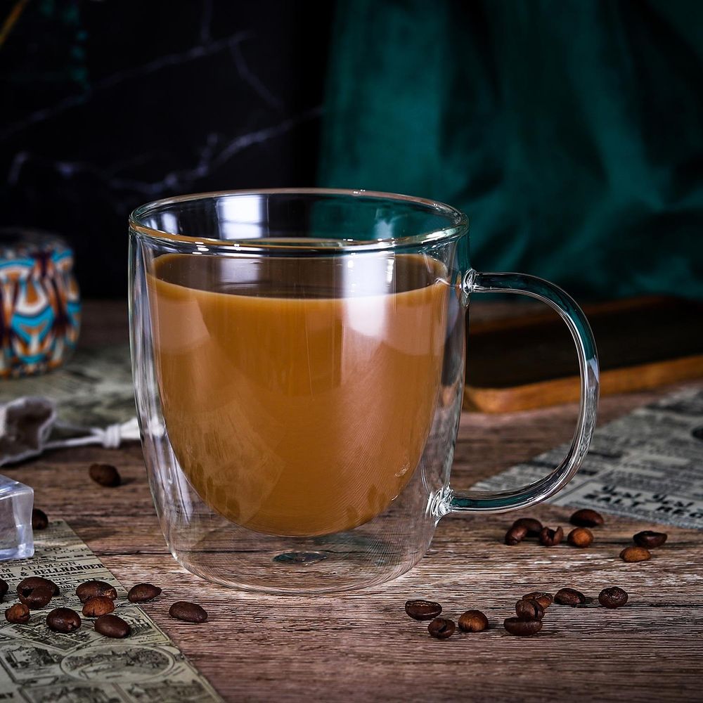 VITRUM Double Wall Glasses - Ideal for Coffee, Tea & More - Set of 2 - Durable & Elegant Design