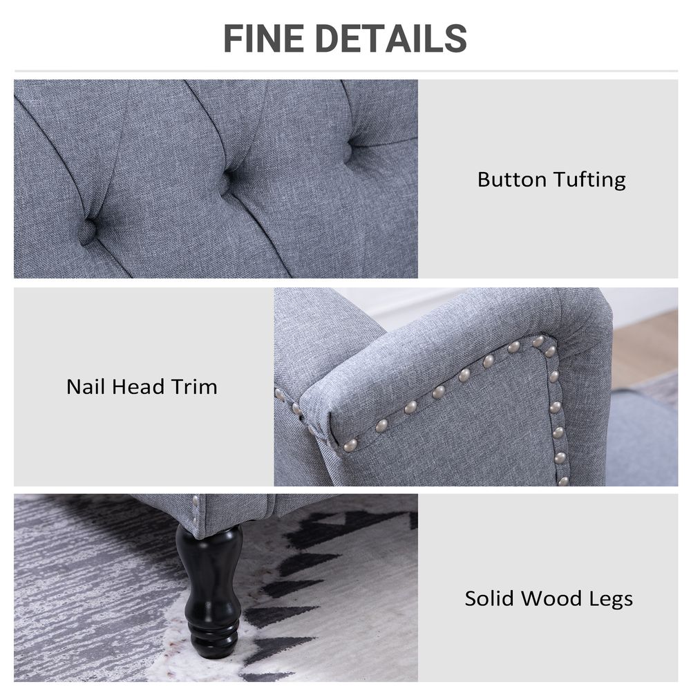Luxury Recliner Armchair - Fabric Reclining Chair w/ Footrest - Light Grey - Free Shipping