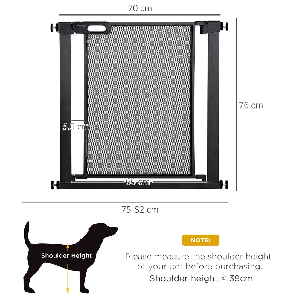 Pressure Fit Safety Gate for Doorways and Staircases, Dog Gate w/ Auto Closing Door, Pet Barrier for Hallways w/ Double Locking, Openings 75-103CM - Black