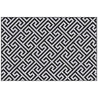 121 x 182 cm (4x6ft) Outdoor Rug Reversible Mat Plastic Straw Rug Portable RV Camping Mat for Garden Deck Picnic Indoor, Black & White