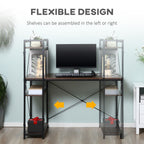 Stylish Computer Desk - 4-Tier Bookshelf - Home Office - Space-Saving - Multifunctional