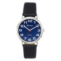Ladies Classic Blue Dial Black Leather Strap Watch