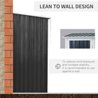 Grey Garden Storage Shed - Lockable Door - Sloped Roof - 142x84x189cm
