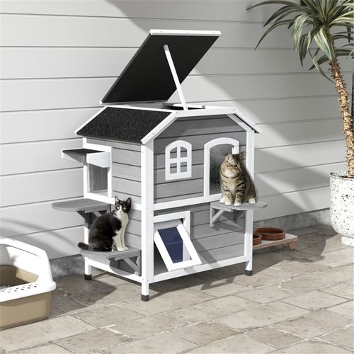 Cat House - Grey and White Material