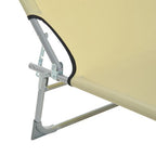 Reclining Sun Lounger Chair Folding Camping Bed with 4-Position Adjustable Backrest, for Travel Indoor Outdoor Office Fishing, Beige