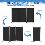 Steel Frame Folding Screen - Black, 3 Panels