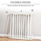 Pet Safety Gate - 3-Panel Metal Fence w/ Door - White