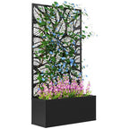Metal Raised Garden Bed with Trellis, Outdoor Elevated Planter Box in Metal