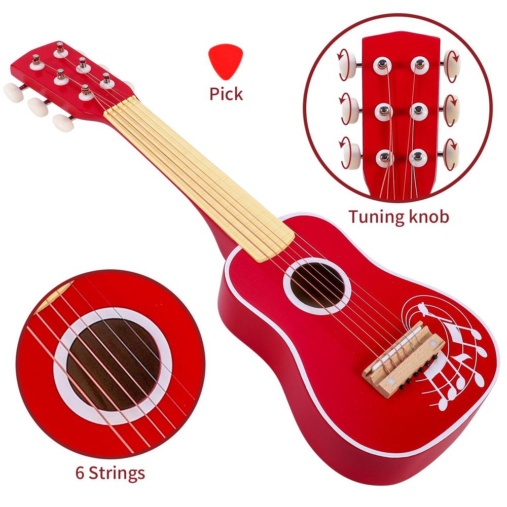 Red Guitar - Hours of Creative Playtime, Realistic Design, Quality, Ideal Gift