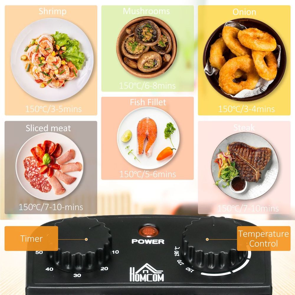 3 Litre Deep Fat Fryer with Adjustable Temperature, 60min Timer, 2000W