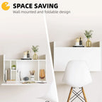Wall Mounted Table Drop Leaf Floating Laptop Desk w/ Storage for Home Office