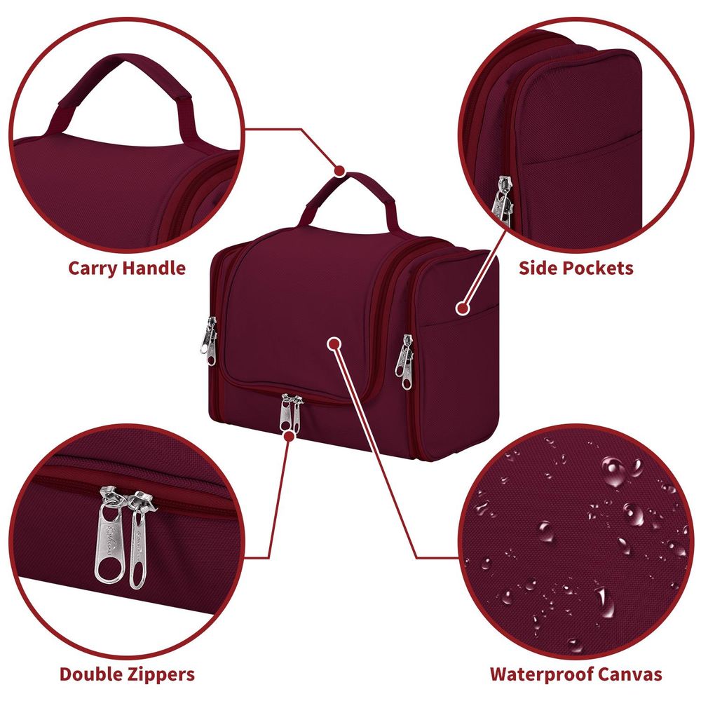 TOILETRY BAG PURPLE, Convenient Design, Saves Space - For Travel, Camping, Gym, Business