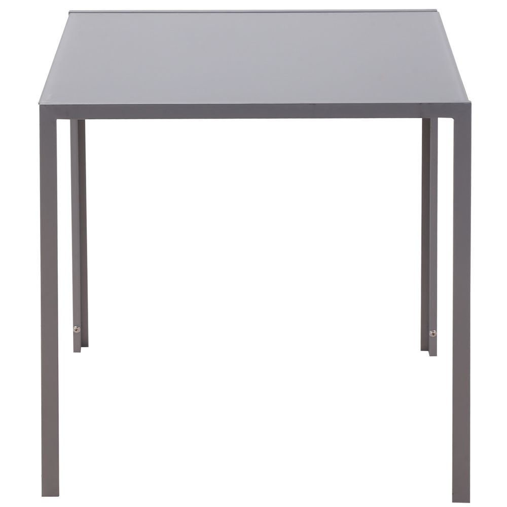 Modern Square Dining Table, Seats 4, with Glass Top & Metal Legs for Dining Room, Living Room, Greyare Design with Tempered Glass & Metal Legs