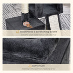 Cat Rest & Play Tree - 2 House Perch Scratching Post, Durable - Black