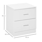 Bedside Table with 2 Drawers, Modern Nightstand, Cabinet Drawers Side Storage Unit for Bedroom, Living Room