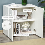 Storage Cabinet w/Two Shelves Wooden Sideboard Freestanding Kitchen Cupboard Bookcase - White