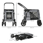 One-click Foldable Pet Stroller w/ Mesh Windows, for Small Pets - Grey