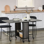 Mobile Drop Leaf Table Folding Kitchen Table Extendable Dining Table For Small Spaces With 6 Wheels & Storage Shelf Grey