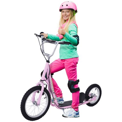 Teen Scooter Adjustable Height Dual Brakes Rubber Wheels Kickstand