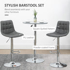 Adjustable Bar Stool Set of 2 - Grey, Swivel with Footrest