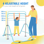 Kids Gymnastic Bar with Adjustable Height, Foldable Training Bar - Blue