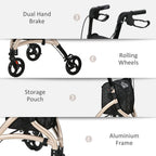Lightweight Aluminium 3-Wheel Rollator with Adjustable Handle Storage Bag