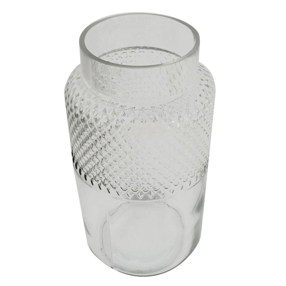 Stunning 29cm Clear Glass Diamond Vase - Perfect for All Flowers - Hand Finished