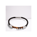 Men's Tigers Eye Leather Bracelet, Trendy Design, Gift Box Included