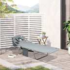 Portable Adjustable Beach Chaise Lounge with Face Cavity - Grey