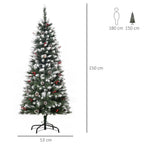 5FT Artificial Christmas Tree Pencil Tree Berries Pinecones Foldable Feet Green