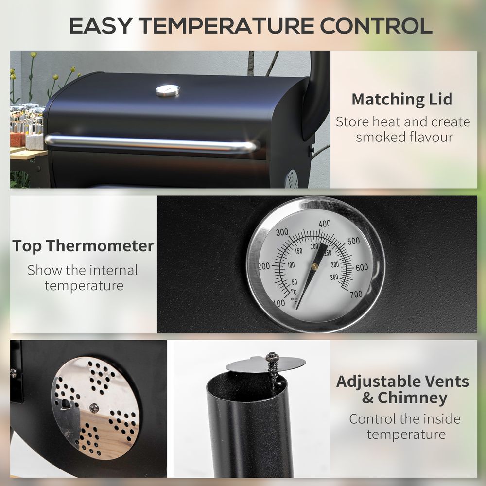 BBQ Grill - Charcoal, Shelves, Lid, Thermometer - for Outdoor Parties!