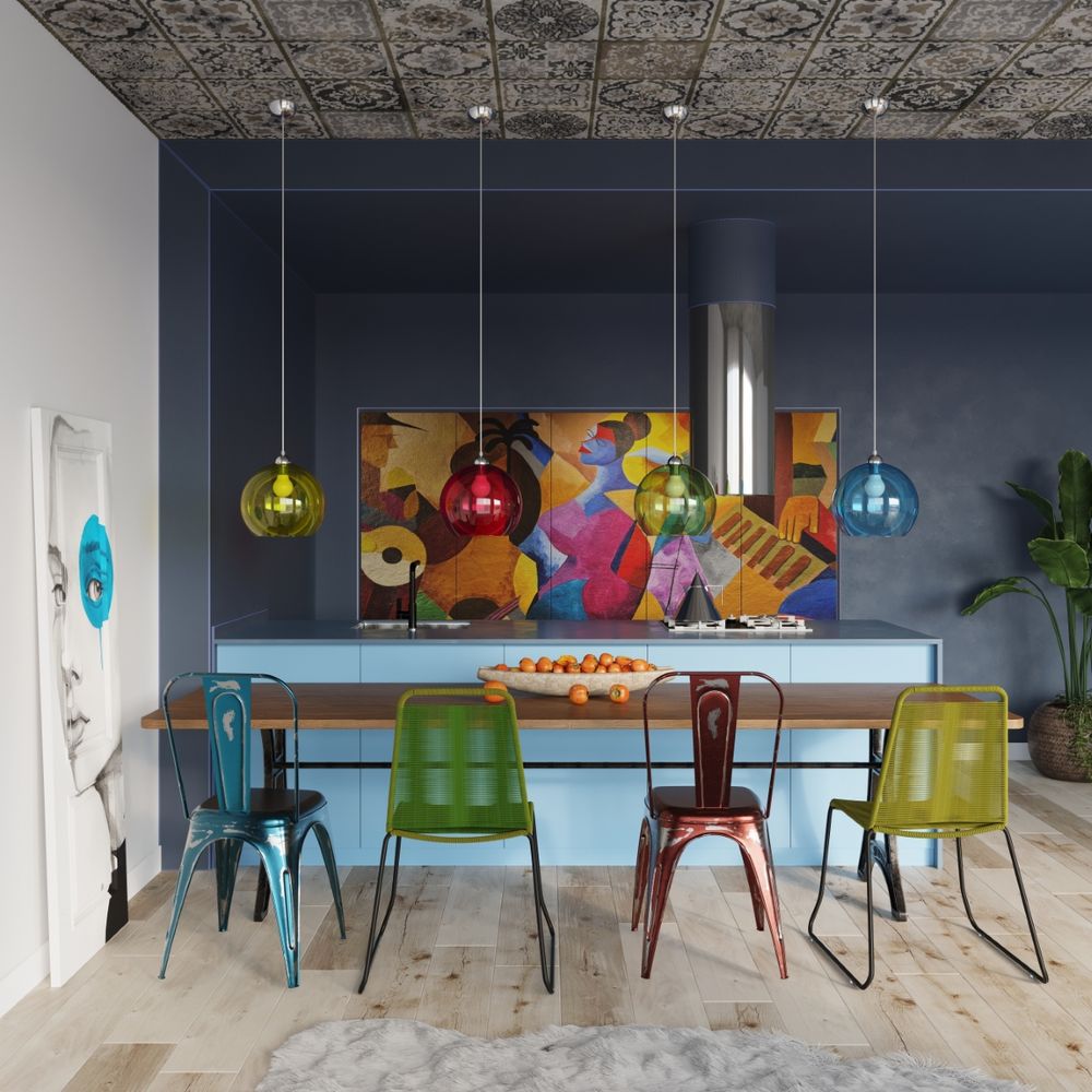 Pendant lamp steel, glass Ball minimalistic Design E27 in Steel