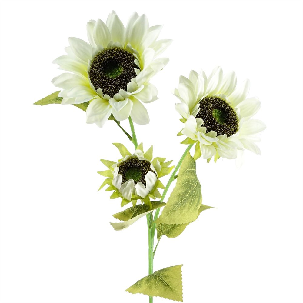 Pack of 6 x 88cm White Artificial Sunflower - 18 heads in White