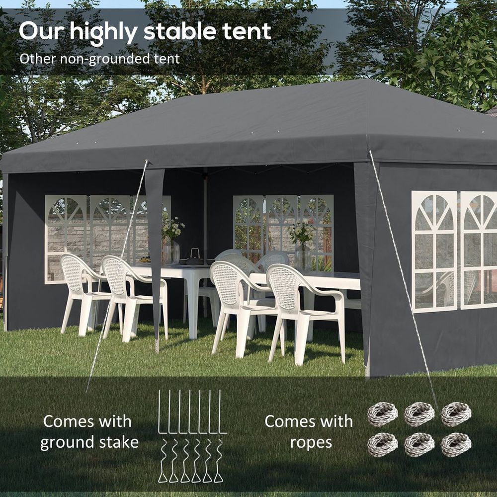 3 x 6m Heavy Duty Gazebo Marquee Party Tent with Storage Bag Grey