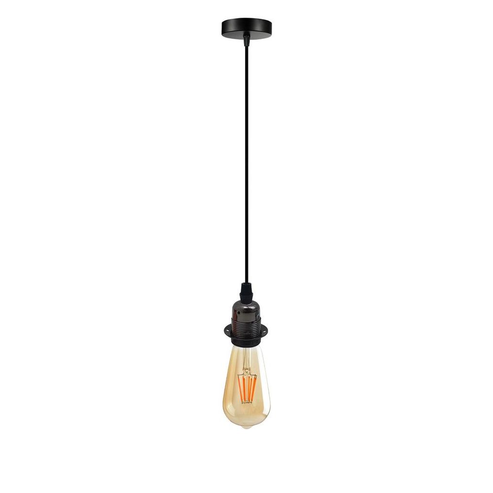 Vintage Industrial Black Pendant Light Fitting, lampshade Holder Fitting Set with 2m Cable