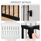 Pet Safety Gate 3 Panels Playpen Metal Fence with Walk Through Door Black