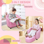 Kids Mini Sofa Children Armchair with Ottoman for Bedroom Playroom Pink