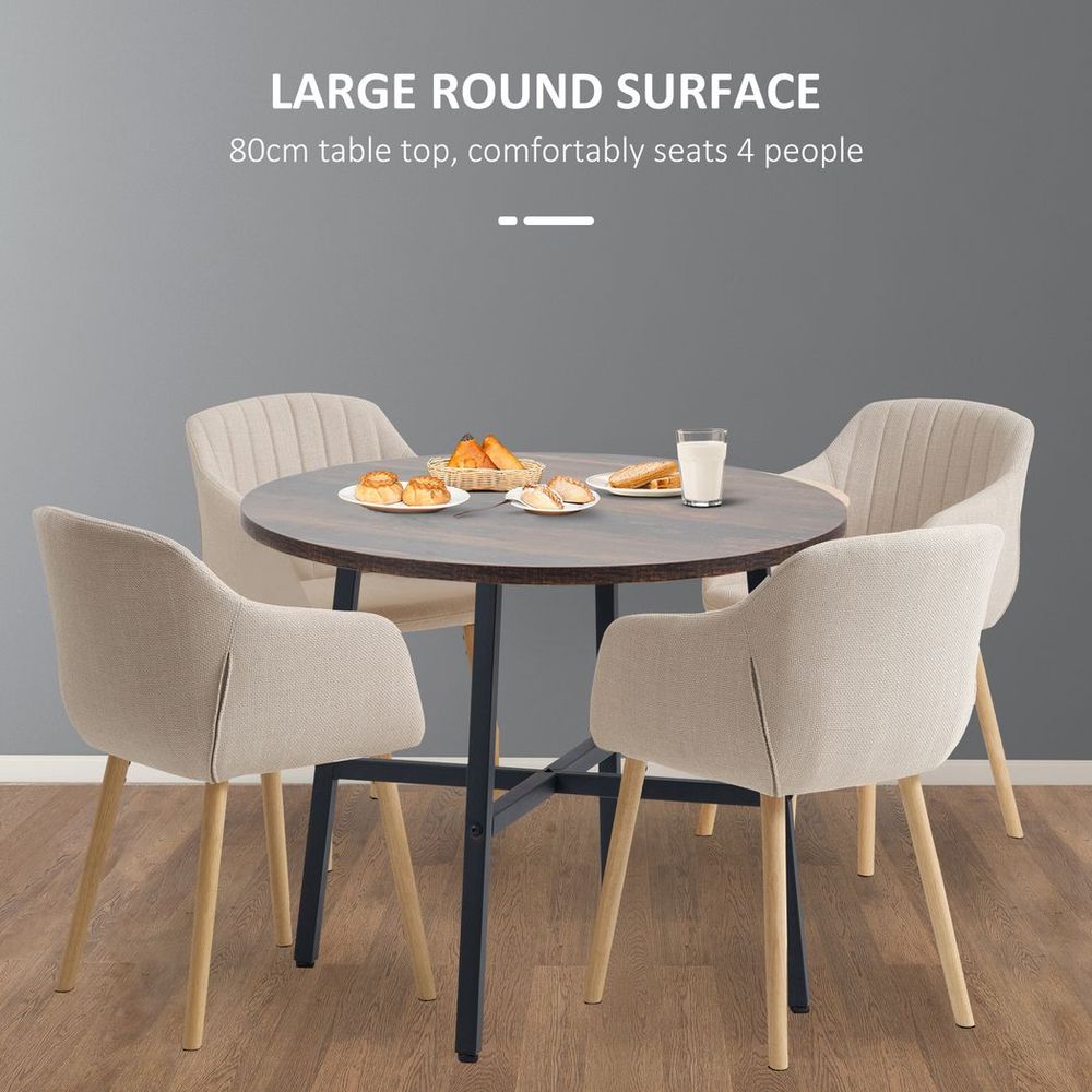 80cm Round Kitchen Table: Stylish, Space-saving, Steel Leg