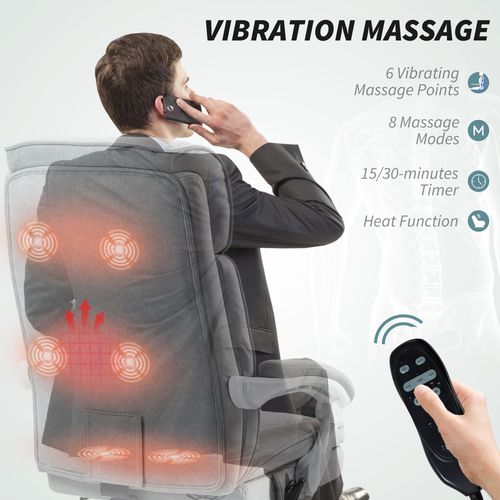 Massage Office Chair, Heated Reclining Desk Chair, Grey