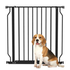 Dog Gate: Wide Stair Gate w/ Door, Pressure Fit, Black, Easy Setup - Keeps Pets Safe & Secure