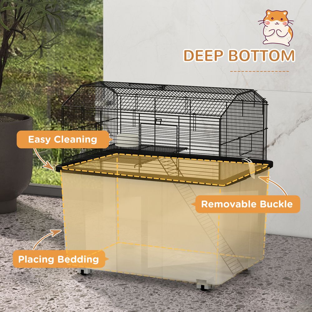 2-Tier Hamster Cage w/ Food Dish & Ramp - Spacious & Stylish Home for Your Small Pets