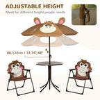 Kids Foldable Four-Piece Garden Set Table, Chairs, Umbrella