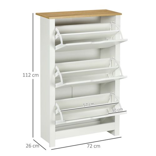 18-Shoe Storage Cabinet 6 Shelves 3 Drawers Tabletop 4 Legs Modern White