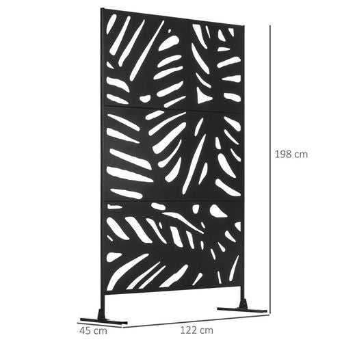 Metal Outdoor Privacy Screen with Stand for Garden Black